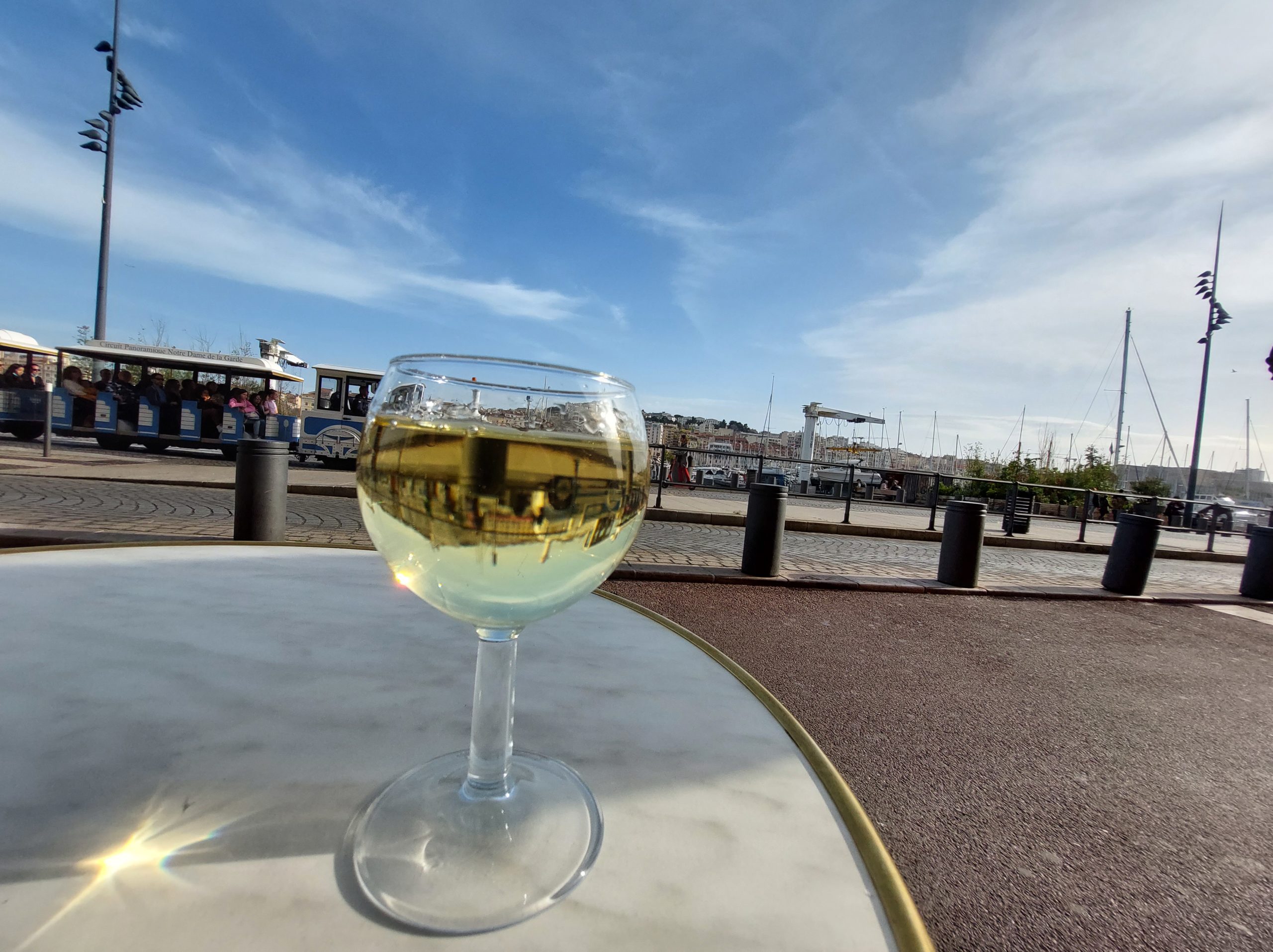 Glass of wine at the port